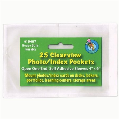 ASHLEY PRODUCTIONS Ashley Productions ASH10407-5 Clear View Self-Adhesive Pockets Photo & Index Card; 4 x 6 in. - 25 Per Pack - Pack of 5 ASH10407-5